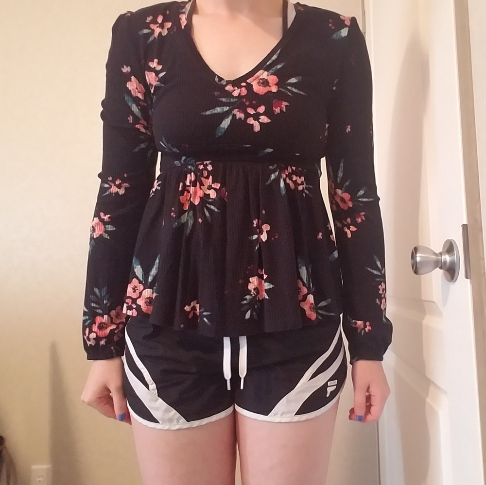 Xhilaration Black Floral Top